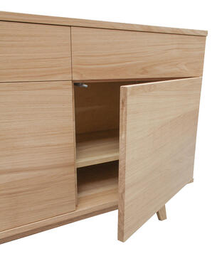 91172d_Buffet cooper 3 portes 2 tiroirs push pull chêne naturel bois massif made in Bretagne sur mesure personnalisable Pirotais