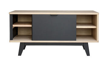 92250_Meuble TV chêne sur mesure étagères réglables