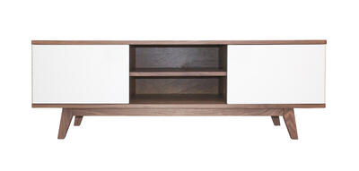 92260 Meuble TV Noyer sur mesure blanc extra mat