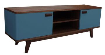 92260 Meuble TV Noyer sur mesure Bleu laqué