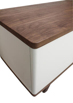 92260D meuble tv noyer laqué blanc bord arrondi