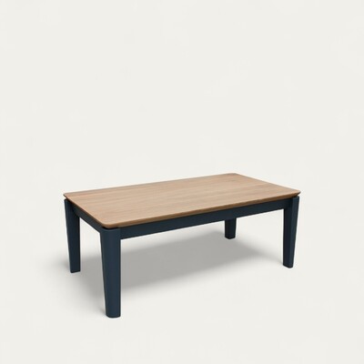 92570_table basse cooper chêne blanchi et laqué balustutade bois massif coins arrondis pied fuseau arrondi made in France Pirotais meubles-