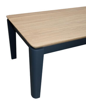 92570D_table basse cooper chêne blanchi et laqué balustutade bois massif coins arrondis pied fuseau arrondi made in France