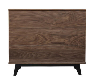 93361_Commode 3 tiroirs Noyer bois massif pieds slim sur mesure
