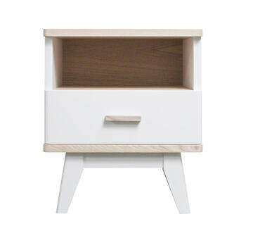 93452 Table de Chevet  frêne blanchi et laqué blanc sur mesure