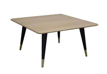 Table basse carrée chêne blanchi et laiton sur mesure