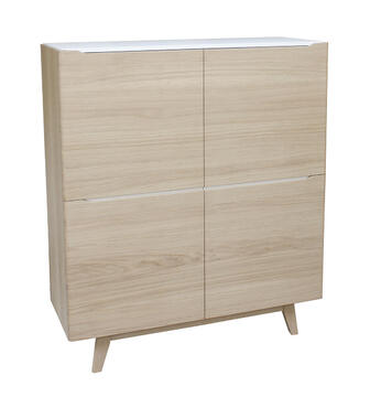 B1461_Vaisselier_4 portes BRIDGE chêne blanchi pied slim vintage sur mesure personnalisable fabrication française