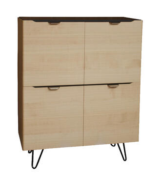 B1461_vaisselier 4 portes chêne blanchi massif pied épingle métal made in france sur mesure personnalisable Pirotais Romagné