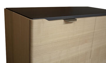 B1461d_vaisselier 4 portes chêne blanchi massif pied épingle métal made in france sur mesure personnalisable Pirotais