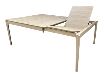 B1554_TABLE bridge carrée 1 allonge portefeuille en bout chêne blanchi sur mesure made in Bretagne