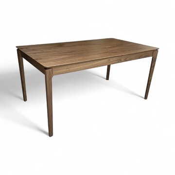 B1565_Table rectangulaire Bridge noyer naturel pied arrondi 1 allonge en bout sur mesure made in france Pirotais