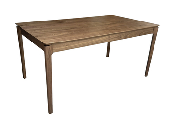 B1565_Table rectangulaire Bridge noyer naturel pied arrondi 1 allonge en bout sur mesure made in france Pirotais