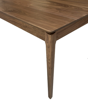 B1565_Table rectangulaire Bridge noyer naturel pieds et coins arrondis 1 allonge en bout  sur mesure personnalisable made in france Pirotais Ille et Vilaine