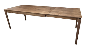 B1565_Table rectangulaire Bridge noyer naturel pieds et coins arrondis 1 allonge en bout  sur mesure personnalisable made in france Pirotais