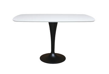 B1828_table ovale fénix blanc pied tulipe métal noir sur mesure made in Bretagne Pirotais meubles