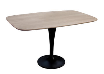 B1828p_table ovale slim plateau biseauté chêne blanchi bois massif pied métal tulipe noir sur mesure personnalisable made in bretagne pirotais meubles