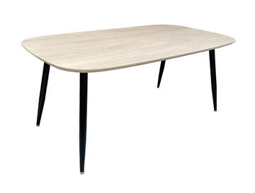 B1838_Table ovale chêne blanchi massif modèle trombone pied métal conique avec patins réglables pirotais Bretagne