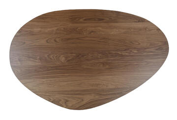 B1838G_Table tripode forme galet noyer bois massif chant biseauté  piétement conique métal noir sur mesure personnalisable made in bretagne pirotais meubles Rennes Avranches