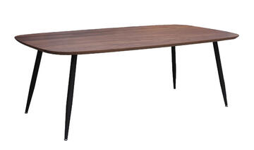 B1838_Table ovale noyer bois massif chant biseauté  piétement conique métal noir sur mesure personnalisable made in bretagne pirotais meubles