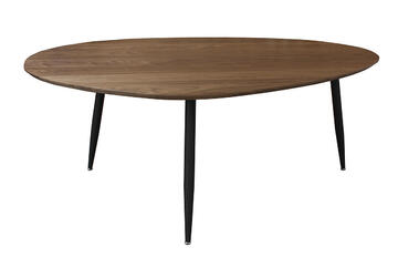 B1838G_Table galet tripode noyer bois massif chant biseauté  piétement conique métal noir sur mesure personnalisable made in bretagne pirotais meubles Rennes Avranches