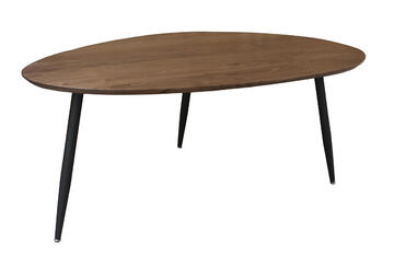 B1838G_Table galet tripode noyer bois massif chant biseauté piétement conique métal noir sur mesure personnalisable made in bretagne pirotais meubles Rennes