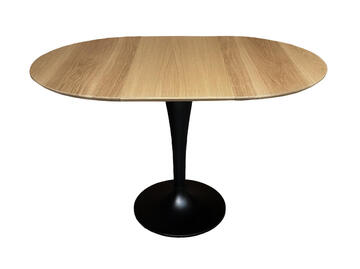 B1927_table ronde chêne naturel 1 allonge pied tulipe métal noir sur mesure personnalisable made in bretagne