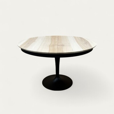 B1930_Table ronde bridge pied tulipe 1 allonge papillon frêne olivier sur mesure made in bretagne