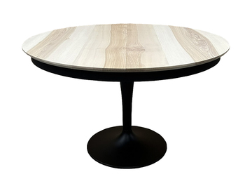 B1930_Table ronde bridge pied tulipe 1 allonge papillon frêne olivier sur mesure made in bretagne