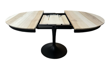 B1930_Table ronde bridge pied tulipe 1 allonge papillon frêne olivier sur mesure made in France