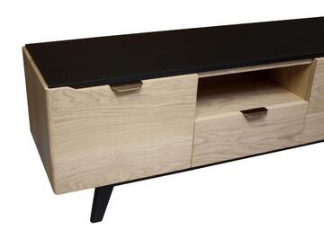 B2285_ Meuble TV Chêne sur mesure - 2 portes 1 tiroir 1 niche