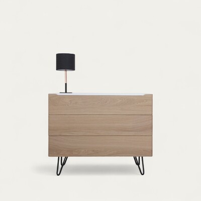 B3361 commode 3 tiroirs chêne blanchi