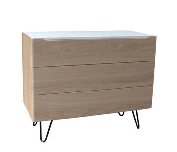 B3361_Commode 3 tiroirs chêne massif & laqué pieds épingle fabricant francais art déco personnalisable pirotais