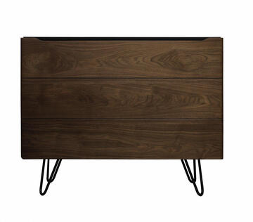 B3361_Commode 3 tiroirs noyer naturel &amp; laqué pieds épingle fabricant francais art déco personnalisable pirotais