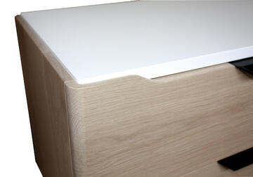 B3361d_Commode 3 tiroirs chêne massif &amp; laqué pieds épingle fabricant francais art déco personnalisable pirotais