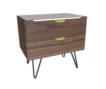 B3451_Table de chevet Noyer pied épingle noir sur mesure