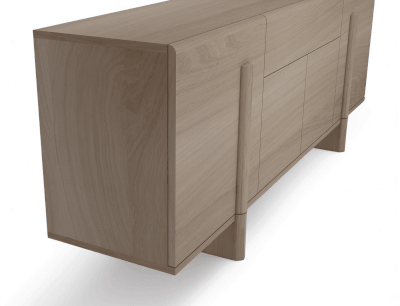 Buffet Nova 4 portes 1 tiroir chêne blanchi sur mesure fabrication française vue profil détail