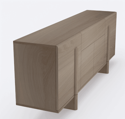 Buffet Nova 4 portes 1 tiroir chêne blanchi sur mesure fabrication française vue profil