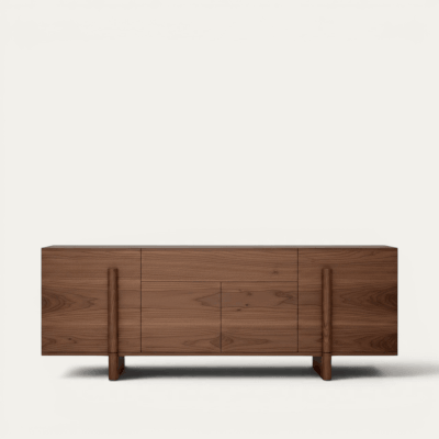 Buffet Nova 4 portes 1 tiroir noyer naturel sur mesure fabrication française vue profil détail