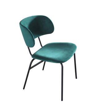 Chaise velours vert pied métal noir LASJUL