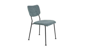 chaise benson gris bleu pied métal noir