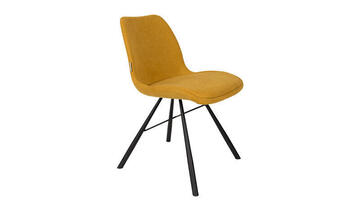 chaise brent moutarde pied métal noir croisillons