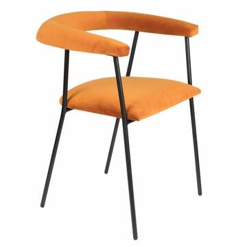 chaise haily velours orange piétement métal noir tendance
