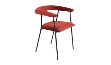 chaise haily velours rouge  piétement métal noir