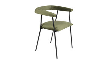chaise haily velours vert piétement métal noir