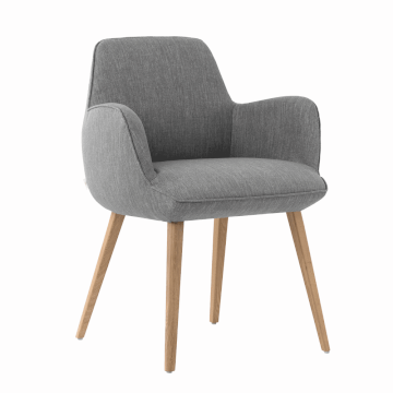 Chaise MOBITEC 101 pied bois tissu hip hop gris accoudoirs personnalisable