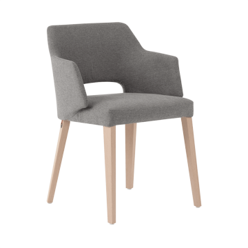 Chaise MOBITEC LENA avec accoudoirs pied bois tissu gris  personnalisable