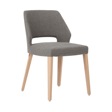 Chaise MOBITEC LENA pied bois tissu gris personnalisable