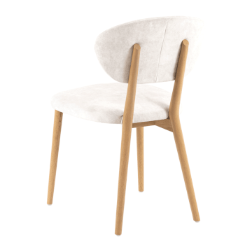 Chaise MOBITEC TORO pied conique BOIS tissu aqua clean gris blanc personnalisable Pirotais meubles