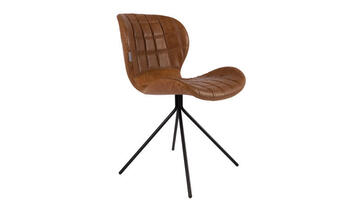 chaise omg simili brun pied métal noir