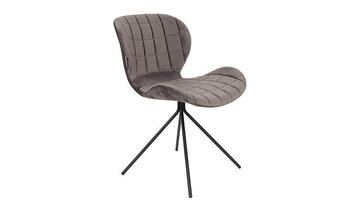 chaise omg velours gris pied métal noir